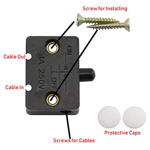 Ruiling 2-Pack Lamp Switch For Cabinet Wardrobe Drawers Light,Open On Close Off Ultrathin Touch Switches (Black) #TOP4