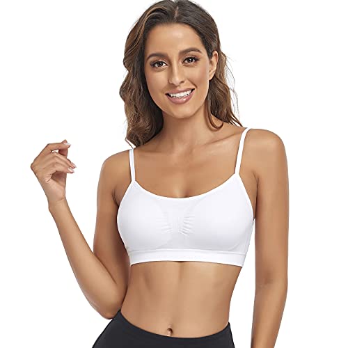 Image of Litthing Bralettes Padded for Women Cami Strap Bra Seamless Sportsbra Wireless Comfort Yoga Lightly T-Shirt Tank Tops