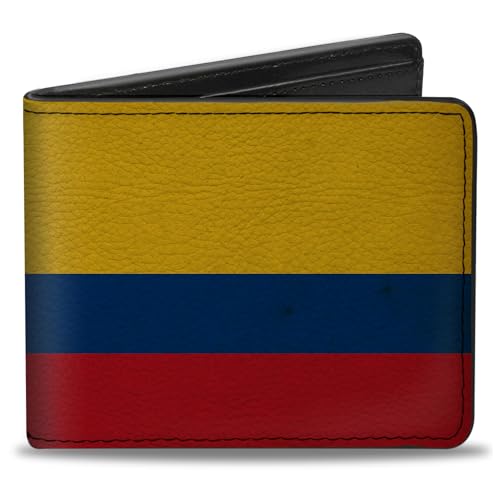 Buckle-Down Men's Wallet, Bifold, Colombia Flag Distressed, Vegan Leather, 4.0