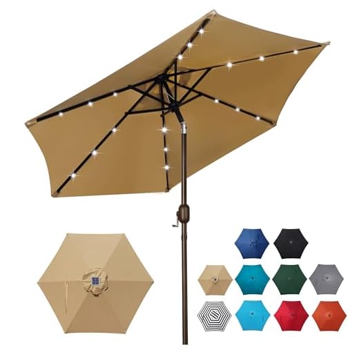 Best cantilever patio sun umbrellas with led lights Blissun 7.5 ft Solar LED Umbrella