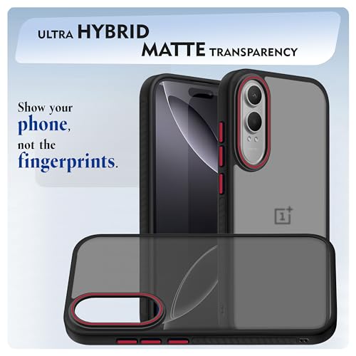 Image of V-TAN Back Cover Oneplus Nord CE4 Lite 5G Compatible Case, Matte Finish Transparent Case, TPU, Camera Protective Shockproof Cover (Black)