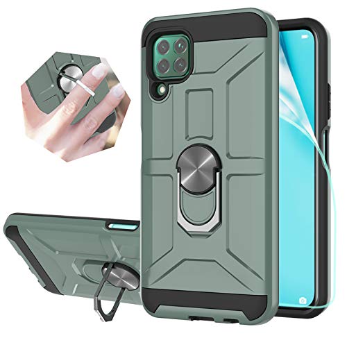 StarLodes Compatible for Huawei P40 Lite Case,Nova 6SE,Nova 7I Phone Case,[HD Screen Protector]Heavy Duty Shockproof Defender Cover with Rotatable Ring Kickstand Fit Magnetic Car Mount-Midnight Green
