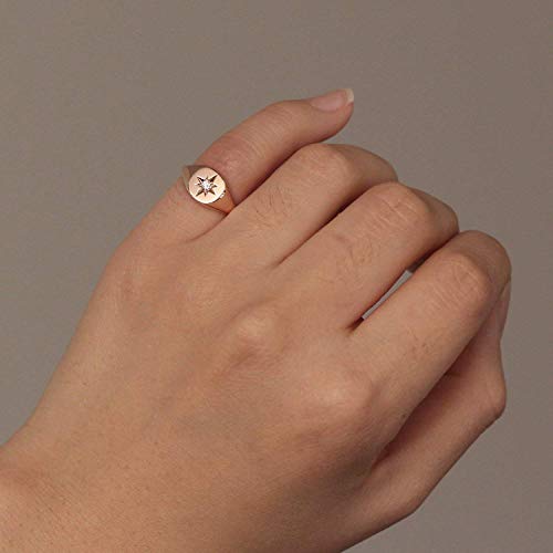 Polaris Signet Ring, Diamond Signet Ring, Pinky Signet Ring, Star Setting Natural Diamond Signet Rin Polaris Signet Ring, Diamond Signet Ring, Pinky Signet Ring, Star Setting Natural Diamond Signet Rin