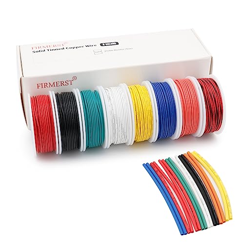 FIRMERST 22 Gauge 30 Feet Solid Core Tinned Copper Hook up Wire Kit - 8 Colors