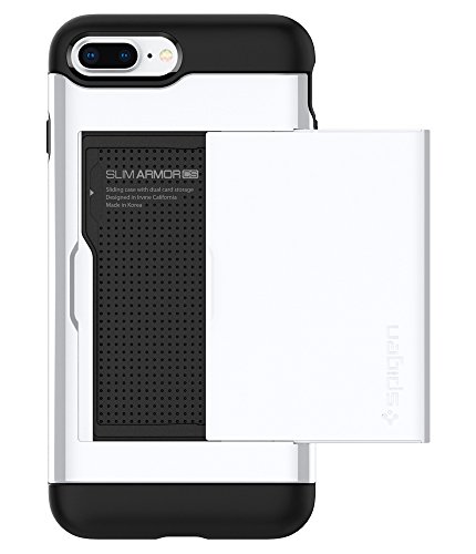 Spigen Slim Armor CS iPhone 8 Plus Case/iPhone 7 Plus Case with Slim Dual Layer Wallet Design and Card Slot Holder for Apple iPhone 8 Plus 2017 / iPhone 7 Plus (2016) - Jet White