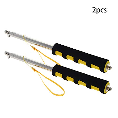 Image of Othmro 2Pcs Hollow Telescopic Teachers Pointer, Teaching Pointer Stick for Classroom, Metal Hand Retractable Pointer Extended Length 78.7 inch, Handheld Presenter Whiteboard Pointer (Yellow /Black)