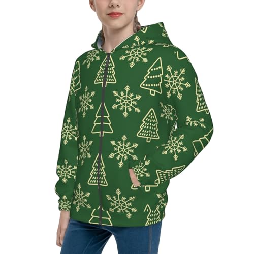 Christmas (2) Kids Pullover Hoodies Boys Zip Up Sweatshirts Girls Athletic Clothes with Pocket