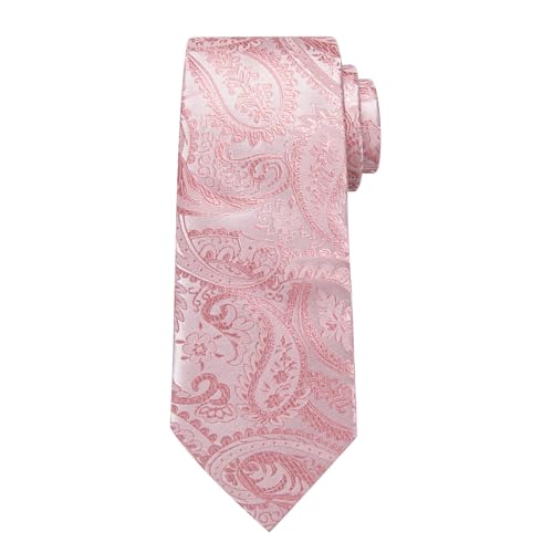 Image of DiBanGu Mens Paisley Tie Set Silk Woven Jacquard Necktie and Pocket Square Cufflinks Gift Set for Wedding Bussiness