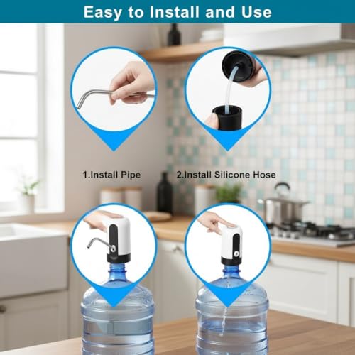 Image of RORIAN Wireless Automatic Water Dispenser Pump for 20 Litre Bottle | USB Rechargeable Portable Drinking Water Pump | Universal Fit for Home, Office, and Outdoor Use (S2) (3 Months Warranty)