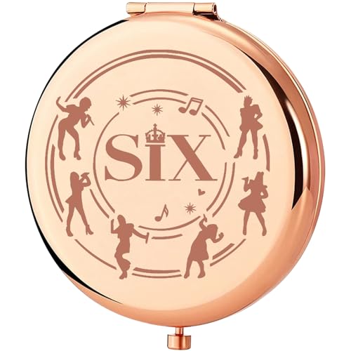 KEYCHIN Six Quuen - Espejo de bolsillo para teatro musical, regalo de seis reinas, espejo de maquillaje compacto musical (SIX-RG)