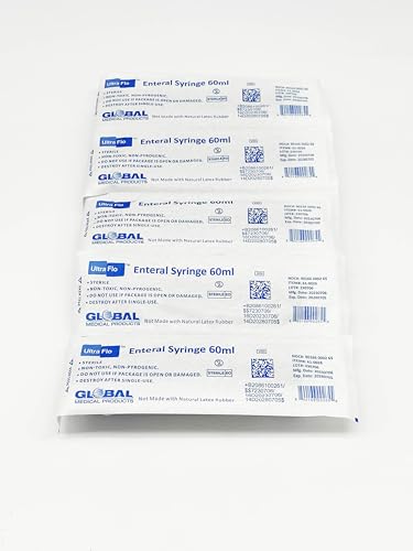 UltraFlo 60cc Enteral Feeding Syringes by Global Medical Products - ENFit & ISO 80369-3 Certified, BPA/DEHP/Latex-Free, Transparent Barrel (60CC, QTY 30)