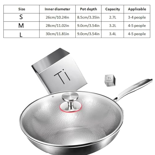 Poêle martelée en titane et casseroles multifonctionnelles avec couvercle - 3