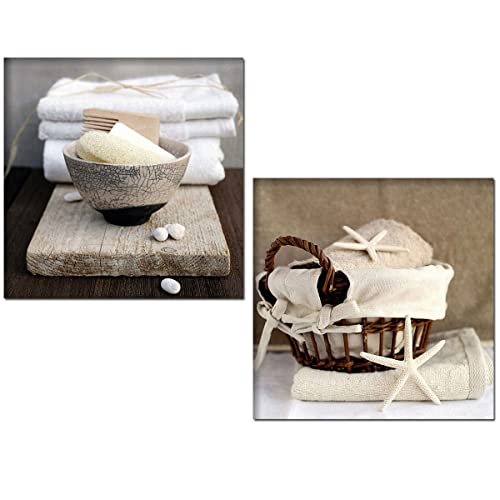 Lippi Decor-Cuadros decoración baño madera ZEN 24cmX24cmX6mm, Polimero barniz antihumedad, con adhesivo doble cara para colgar. Fácil instalación.