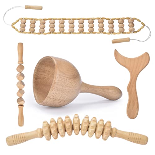 Naturegenix Wood Therapy Massage Tools – Advanced Body Sculpting Tools 5Pcs Set – Relaxing Manual Back Massagers For Muscle Stiffness – Natural Wooden Body Sculpting Tools – Ergonomic Design #TOP21
