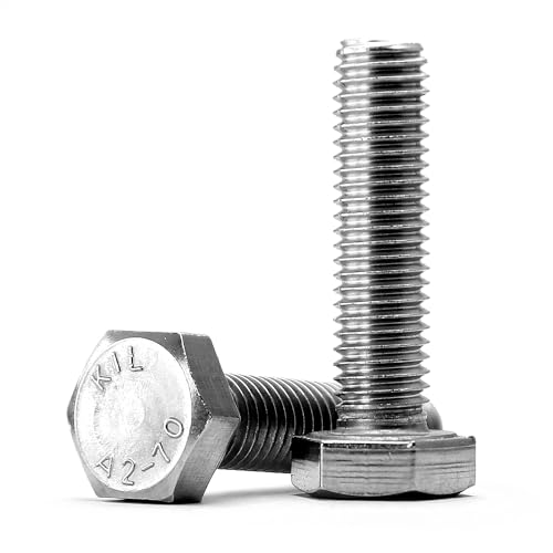 Image of M8-1.25 x 80mm Hex Head Screw Bolt, 18-8 (304) Stainless Steel, Fully Threaded, Plain Finish, Quantity 8