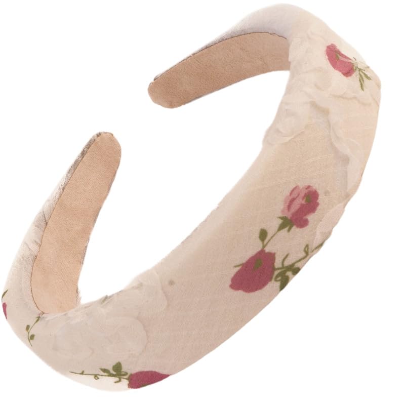 FDreaMF DREAM Padded Headband,Floral Lace Bow Decor Headband,Fashion Headbands for Girls Women.