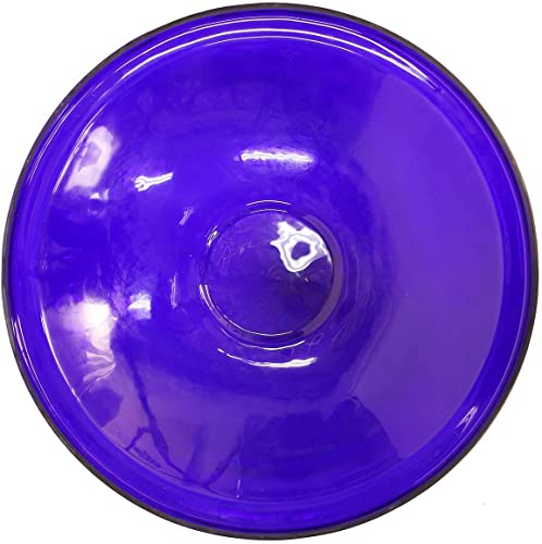 Oakestry Cobalt Blue Birdbath Crackle Garden Decorative Hand Blown Glass Bowl 14 Inches for Garden Patio or Yard Vibrant Low Profile Design Weather Resistant