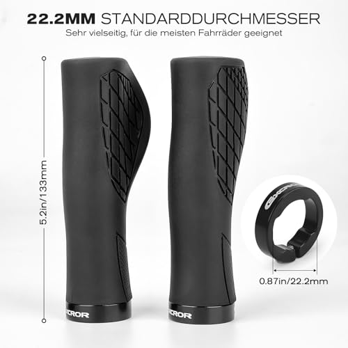 GXCROR Ergonomische Fahrradgriffe für 22,2mm Lenker-MTB Lenkergriffe Anti-Rutsch mit Dual Lock Design- Passend für Trekkingrad/Mountainbike/Rennrad