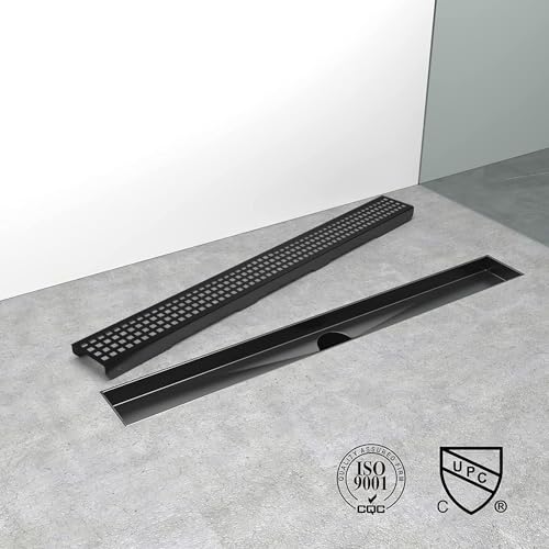 Elefloom 40" Linear Shower Drain Brushed Matte Black with Grate Removable by Elefloom - Used condition - Image 4