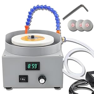 Mavdecll Elektrischer Tischschleifer, Nass- Und Trockenmesserschärfmaschine, 0-2000 U/min Schmuckpolierer, Mit 3 Diamantscheiben, 80 Mesh Schleifscheibe, Für Metallmesser, Jade, Glas