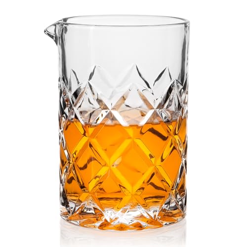 Cambareign Cocktail Mixing Glas, 550ml Kristall Cocktail Mixing Krug, Dicker Boden Bar Rührglas für Martini, Mojito, Manhattan