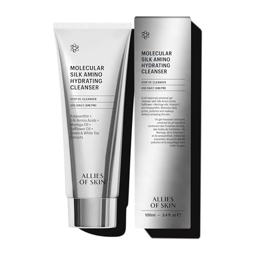 Allies of Skin Molecular Silk Amino Hydrating Cleanser: Hyaluronic Acid, Ceramides, Safflower & Moringa Oils. Nourishes, Conditions & Repairs 100 ml/2.4 oz