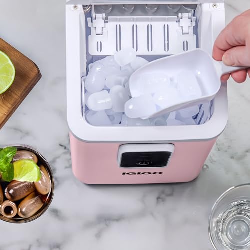 Image of Igloo Ice Maker Countertop, Portable Ice Maker, 26lbs, Pink