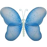 Butterfly Decorations Nylon Wall Ceiling Fake Mesh Hanging Butterflies Decor Decorate Baby Shower Childrens Nursery Girls Bedroom Kids Playroom Birthday Party Home Wedding (Pearl, Medium 10', Blue)