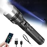 1000 High Lumen Flashlights - 2025 New Rechargeable Flashlight Power Bank, IPX7 Waterproof Flashlight for Home, Zoomable Flashlights, 4 Hours of Battery Life, 500 Meters of Lighting Range, 5 Modes,