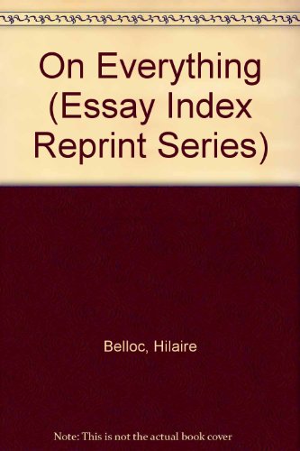 On Everything (Essay Index Reprint Series) 0836918657 Book Cover