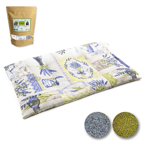 TERMOSAK Saco térmico de semillas de soja y lavanda, 37x25, cojín térmico microondas/congelador, compresa calor/frío, alta duración de producto. (006, 37x25)