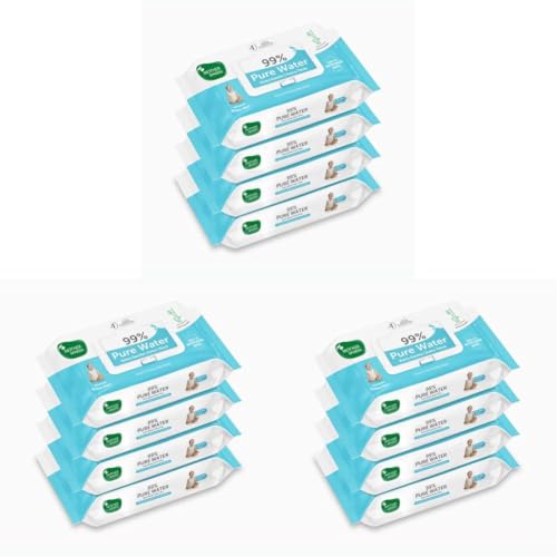 Image of Mother Sparsh 99% Pure Water Baby Wipes Pack of 12 (40 X 4 Wipes) | Travel Friendly Pack made with Plant Based Fabric