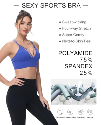 Image of MotoRun Bralettes for Women, Strappy Sports Bra Push up Bralette Sexy Bras Rave Top