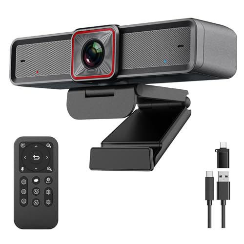 Spedal 4K Webカメラ AI 自動追跡 会議カメラ オートフレーミング 30°∼100° 10倍ズーム UHD 800万画素 4K/30fps や 1080P/60fpsに対応 マイク内蔵 リモコン付き USB-C プラグ&プレイ ビデオ通話/web会議/ライブ配信/オンライン授業 Windows/macOS対応…