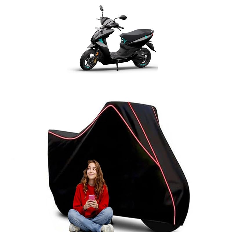 Image of 450X Scooty Bike Cover Water Resistant Outdoor Use Universal Fit Scooters Motorcycles Heavy Duty UV Protection Dust Rain Scratch Resistant Elastic Bottom Black Blue Piping