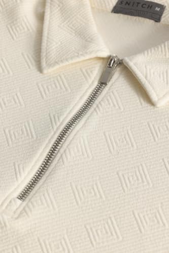 Image of SNITCH Cream Textured Polo T-Shirt
