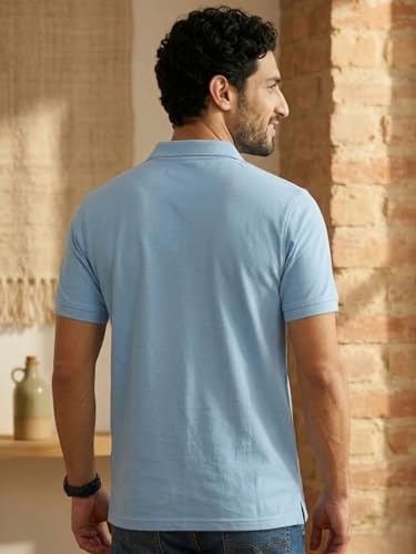 Image of Lux Cozi Men's T-Shirt with Chest Pocket | Polo T-Shirt for Man | Plain Casual Stylish | Half Sleeve| Cotton Blend Collar Polo T-Shirts for Men