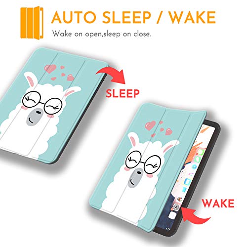 Hepix Case For Ipad Air 5Th Generation 2022 Ipad Air 4Th Generation 2020 Llama, Ipad Air 10.9 Inch Case With Pencil Holder,Auto Sleep/Wake, Ipad Air 5 Cover, Wireless Charging, Blue Cartoon Alpaca #TOP3