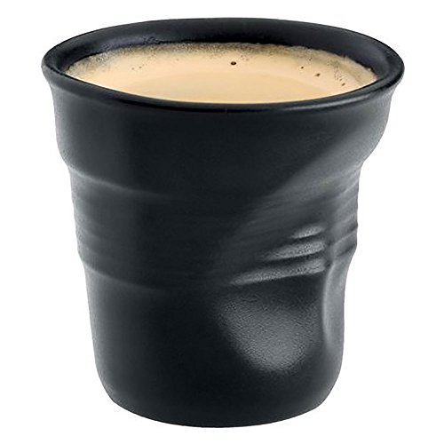 Revol RV001640 Tasse Espresso froissé Porcelaine, Noir, 6.5 x 6.5 x 6 cm