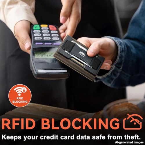 Image of furid Genuine Leather Wallet for Men: RFID Thin Trifold Front Pocket Credit Card Holder - Slim Minimalist Wallet with Metal Plates and Cash Band - Gift for Husband Father on Anniversary Birthday