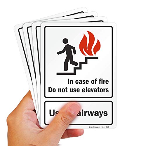 Étiquettes de sécurité incendie en polyester adhésif SmartSign lot de 4