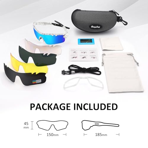 Image of BangLong Polarized UV400 Sports Sunglasses with 5 Lenses for Men Women