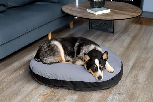 Karlie Kissen oval L: 90 cm B: 66 cm H: 10 cm grau-schwarz