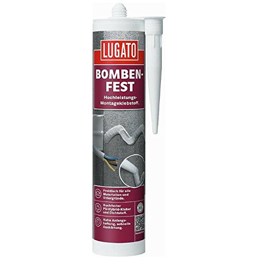 Lugato Bombenfest 480 g grau - Wasserfester PU-Montagekleber für Metall, Kunststoff, Holz Cover