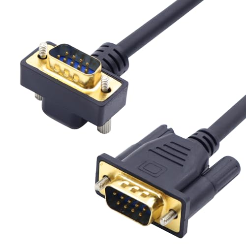 LANMINGLEL DB9 90 Degree Cable Straight Through,DB9 Serial Extension Cable, DB9 RS232 Serial Cord 9 PIN RS232 Com Port Connection Cable for Data Communication (Male to Male)