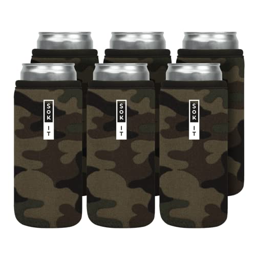 Sok It CanSok 6 Pack 12oz Neoprene Sleeve (Green Camo)