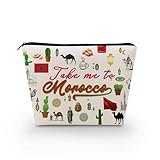 Livel lhood Take Me To Morocco Makeup Bag Cute Small Canvas Organizer Zipper Pouch Take Me To Morocco Cosmetic Bag Travel Present for Women Friends