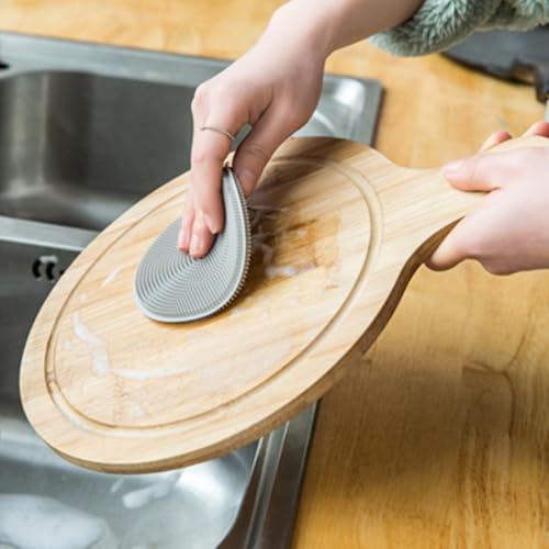 Image of 4 Pcs Silicone Dish Scrubber, Multipurpose Round Silicone Sponges Reusable Dish Brush for Kitchen Dishes Plate Fruits Vegetables Washing and Cleaning