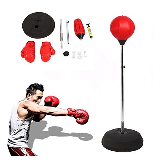 Yosoo Punching Ball Boxen Ball Die Geschwindigkeit, Base zum Befüllen mit Wasser oder Sand, mit Boxhandschuhe, für Entspannen Sie Ihre Schultern, Nacken und Körper