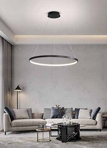 Lampe suspendues LED dimmable noire φ80 cm avec télécommande pour salon